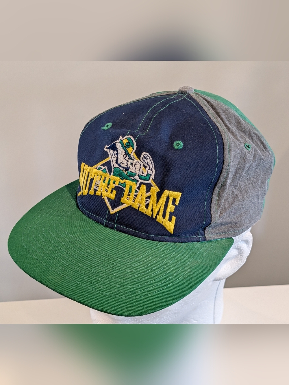 Vintage Notre Dame Fighting Irish SnapBack Hat Color Block